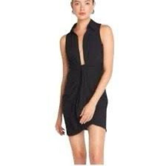 NWT Choosy plunging black mini dress Size 12 - Picture 2 of 7